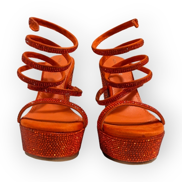 Azalea Wang Orange Cosmo Platform Wedge Sandal, 7M - Picture 9 of 13
